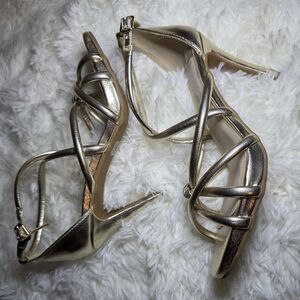 Fergalicious Gold Strappy Heels